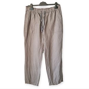 Zara Linen Blend Pants in Stone Elastic Waist Size XL
